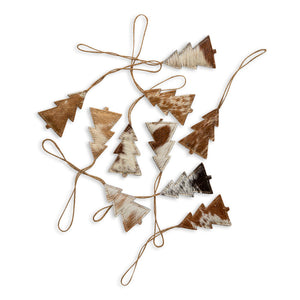 Christmas Tree Hair-on Hide Ornament Set in Brown- MYRA