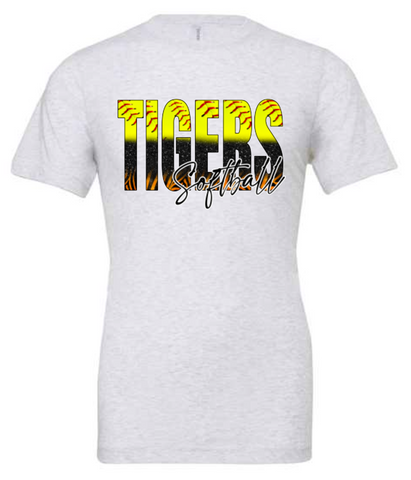 TIGERS SOFTBALL OMBRE ADULT SHIRT - ASH COLOR
