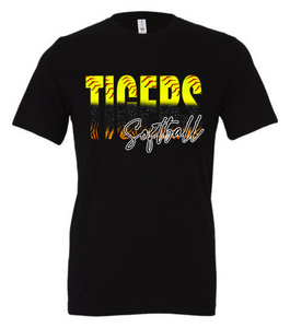 TIGERS SOFTBALL OMBRE ADULT SHIRT - BLACK COLOR