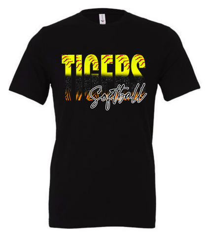 TIGERS SOFTBALL OMBRE ADULT SHIRT - BLACK COLOR
