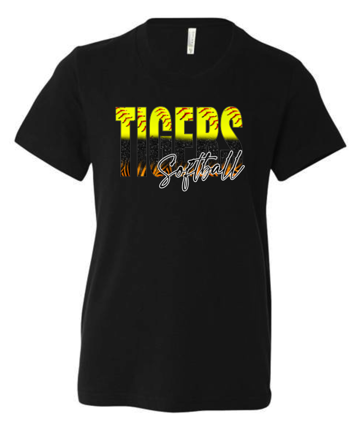 TIGERS OMBRE SOFTBALL YOUTH TEE - BLACK COLOR