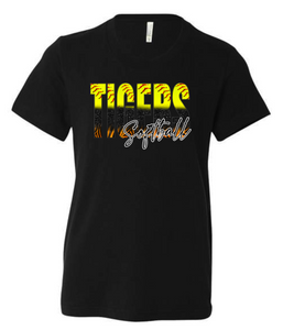 TIGERS OMBRE SOFTBALL YOUTH TEE - BLACK COLOR