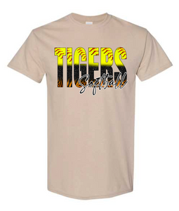 TIGERS SOFTBALL OMBRE ADULT SHIRT - SAND COLOR