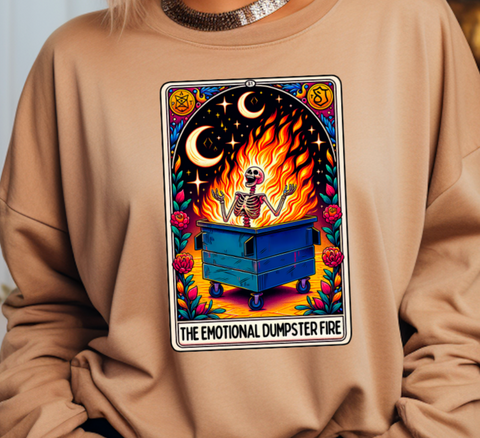 THE EMOTIONAL DUMPSTER FIRE TAROT CARD