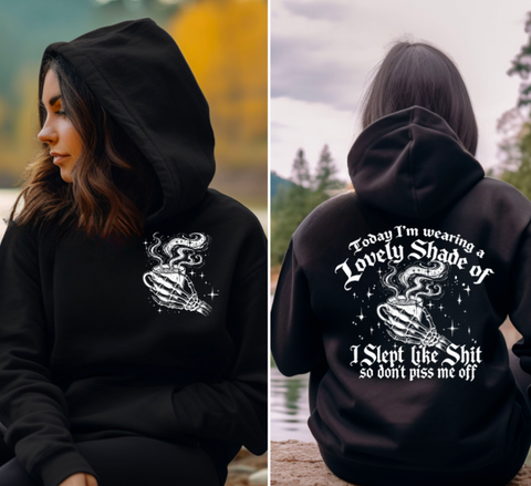 SLEPT LIKE SHIT - LEFT CHEST AND BACK APP *BLACK AND WHITE INK*