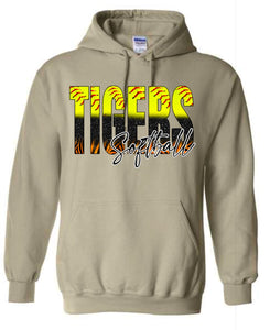 TIGERS SOFTBALL OMBRE ADULT HOODIE - SAND COLOR