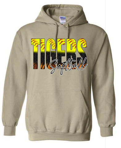 TIGERS SOFTBALL OMBRE ADULT HOODIE - SAND COLOR