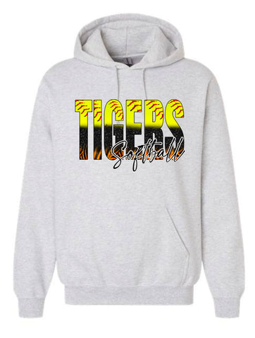 TIGERS SOFTBALL OMBRE ADULT HOODIE - ASH COLOR