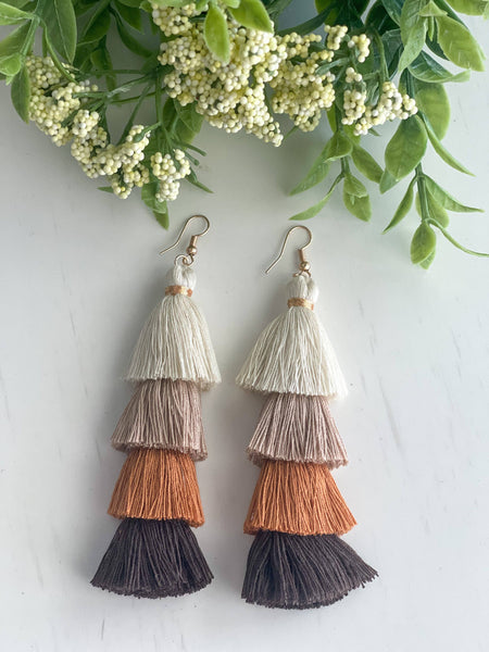 Harris Girls & Co. - Free Fall Tassel Earrings "Browns"