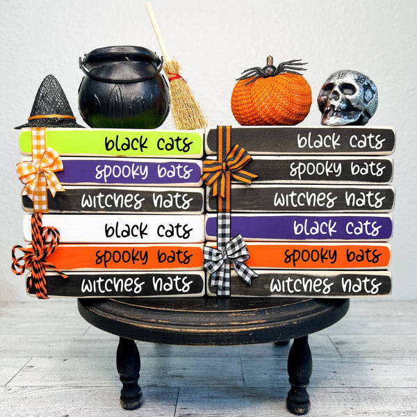 Ruaille Buaille Co - October home decor | Mini book stacks Halloween - Witches