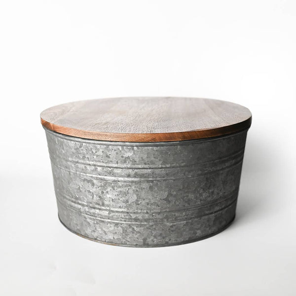 Milkhouse Candle Company - Metal Bucket & Wooden Lid- Candle Bar Wax Bead Container