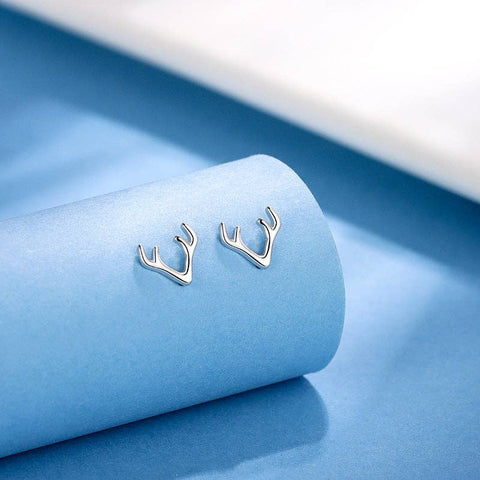 Perimade & Co. LLC - Deer Antler Stud Earrings in 925 Sterling Silver