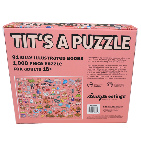 Sleazy Greetings - Tit's A Puzzle - Funny Boob Themed 1000 Piece Jigsaw Puzzle