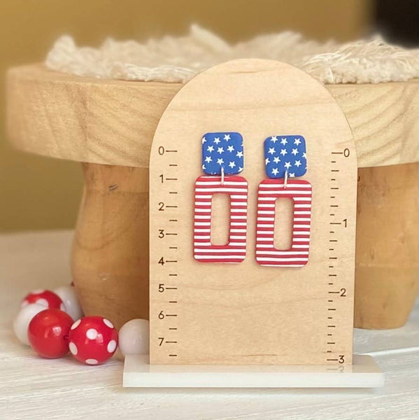 Clayhouse Colours - Red, White & Blue Clay Earrings | July 4th: Hearts