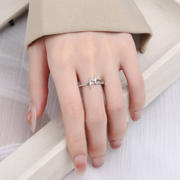Perimade & Co. LLC - Dainty Star Stacking Band Ring in 925 Sterling Silver
