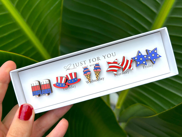 Kate Tuesday Jewelry - ❤️Patriotic Red, White and Blue Stud Earring Boxes