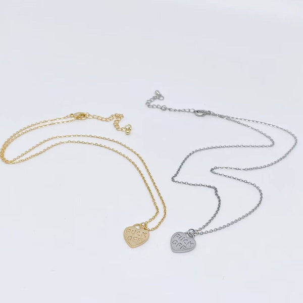 Mio Queena - "FUCK OFF" Gold Plated Heart Pendant Necklace