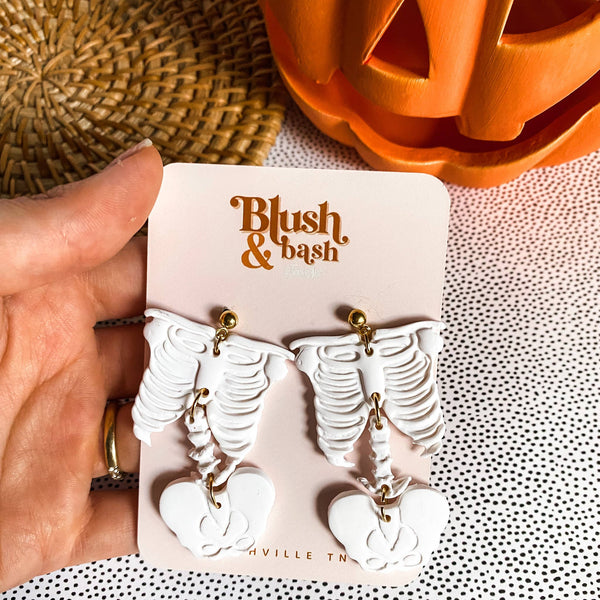 Blush and Bash Studio - Skeleton Earrings - Halloween Earrings