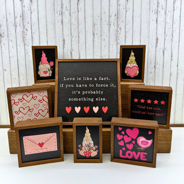 Driftless Studios - 6X4 Gnome With Letter & Rose Valentines Decor Home Accent