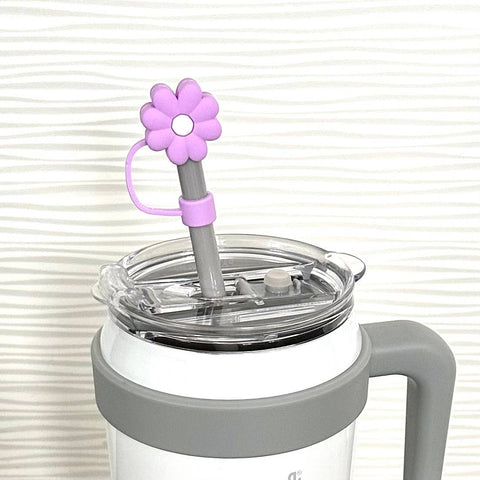 iconic mi - Straw Cover Purple Daisy Flower 10mm
