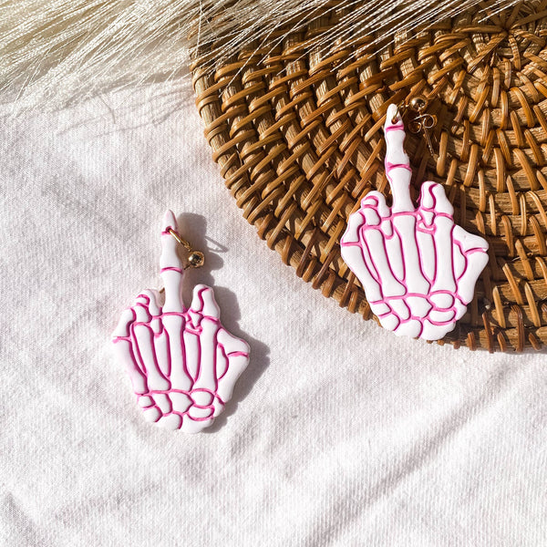 Blush and Bash Studio - Middle Finger Skeleton Earrings