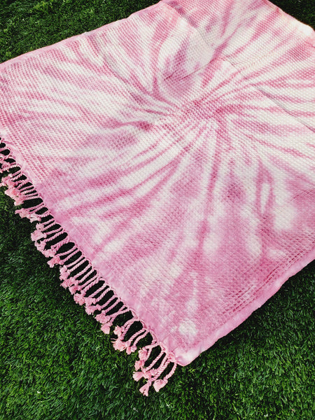 EBRU Home - 4 WAFFLE THROW/ Blanket , Assorted Tie-Dye Waffle Towel