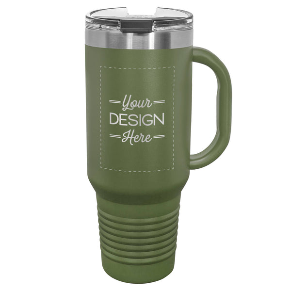 Susquehanna Glass Company - Custom Artwork Insulated Travel Mug & Lid, 40 oz: Gray