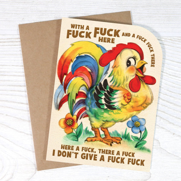 Bad Betty Greeting Co. - With a Fuck Fuck Here - Funny Old MacDonald Greeting Card