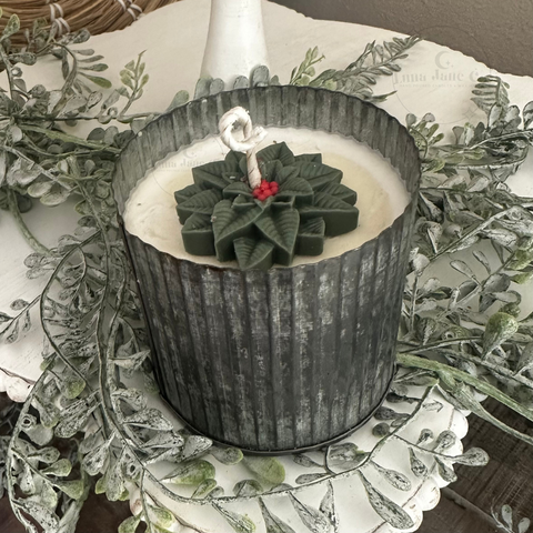 Luna Jane Co. - Christmas Flower Galvanized Tin Candle