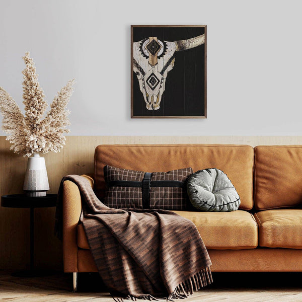 Kendrick Home - Tribal Longhorn Skull Black