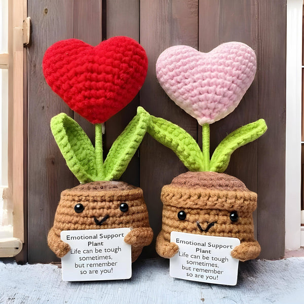 Crochet Emotional Support Plant, Sunflower/Tulip/Heart PlanT