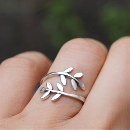 Perimade & Co. LLC - Olive Tree Branch Stacking Bypass Ring in Solid Copper