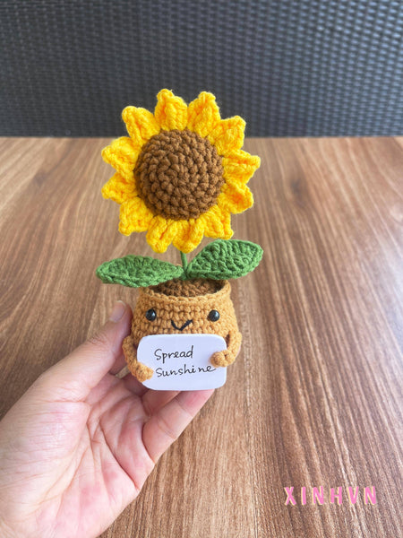 Cute Emotional Support Sunflower, Crochet Sunflower Gift