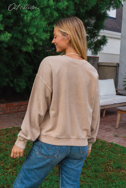OAT COLLECTIVE - PREMIUM BASIC Cropped Thermal Vintage Pullover