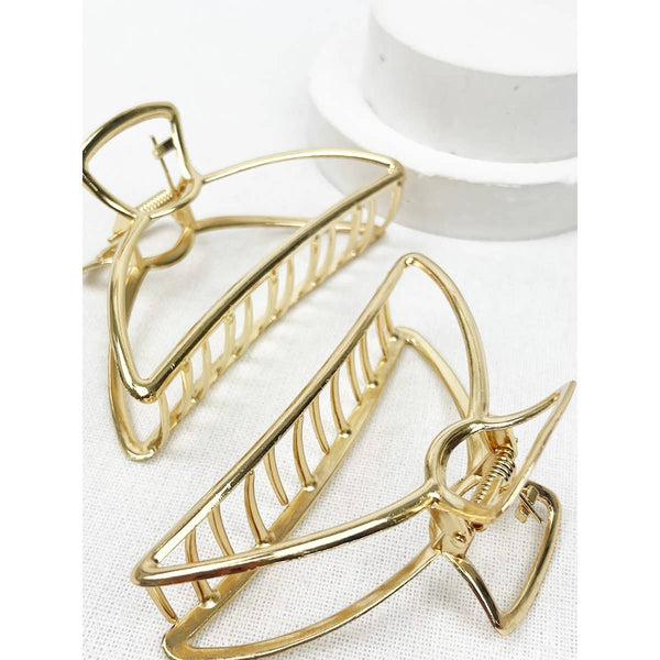 Love and Repeat - Minimalist Gold Metal Hair Claw Clips