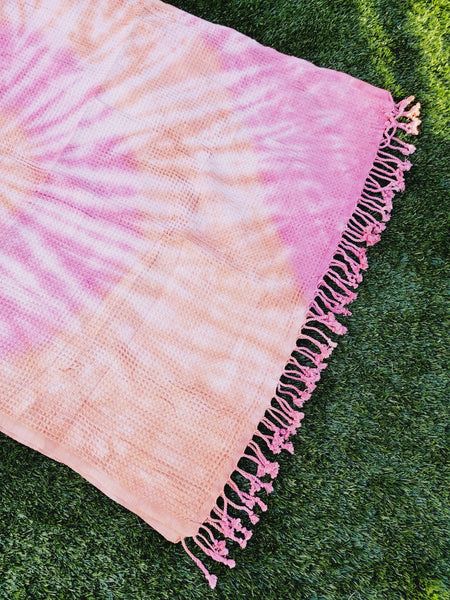 EBRU Home - 4 WAFFLE THROW/ Blanket , Assorted Tie-Dye Waffle Towel