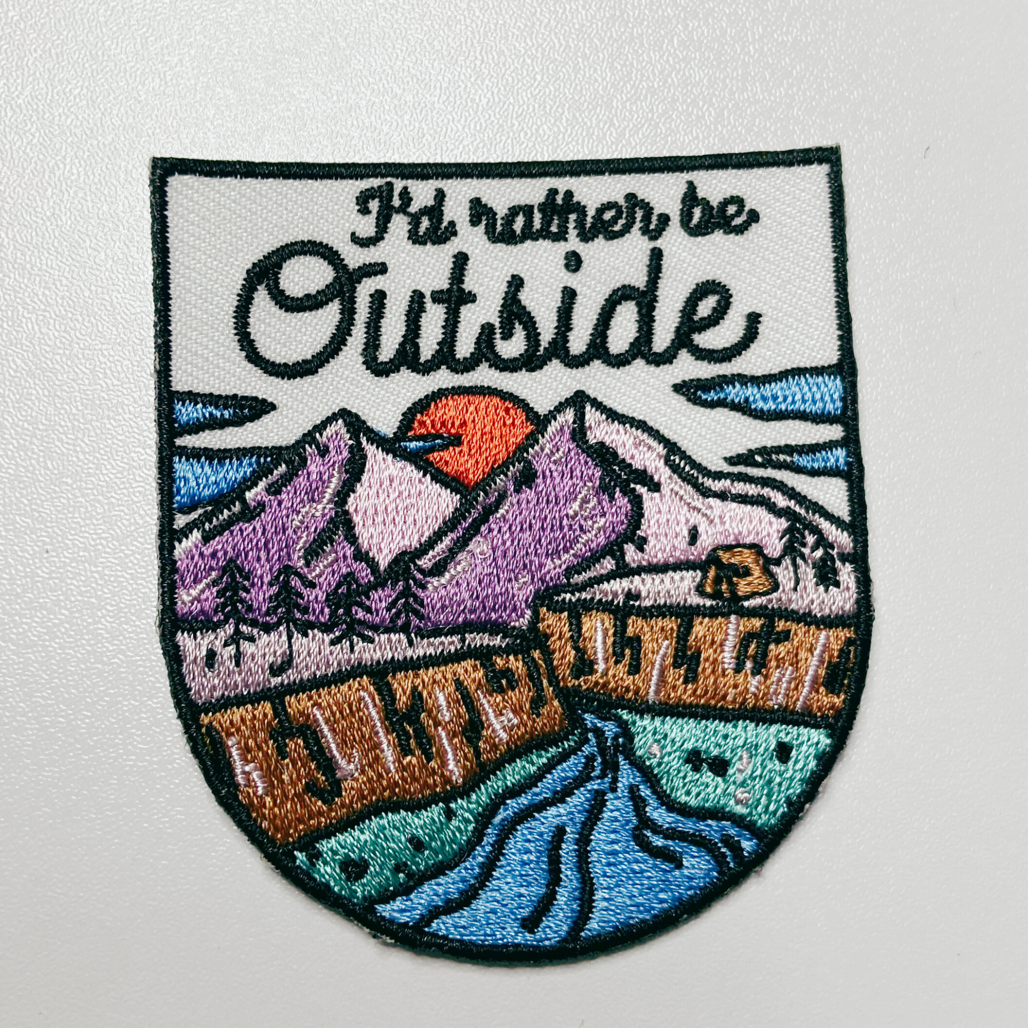 TEELUX - 2.5" I'd Rather be OUTSIDE - Embroidered Hat Patch