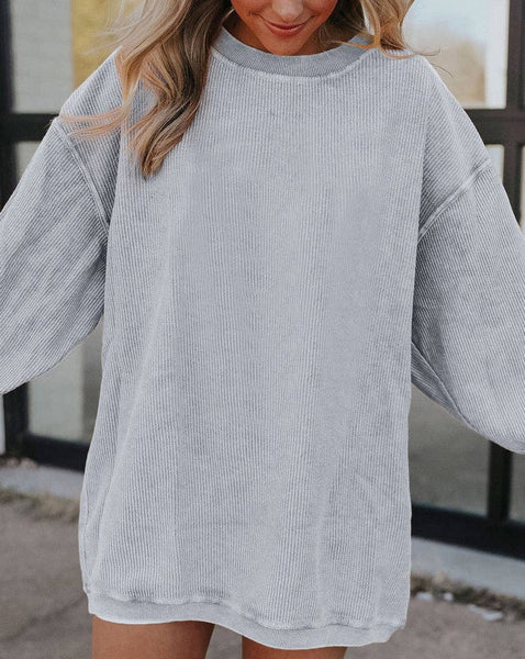 Pretty Bash - Ribbed Oversized Long Sleeve Sweatshirt: XL / Apricot