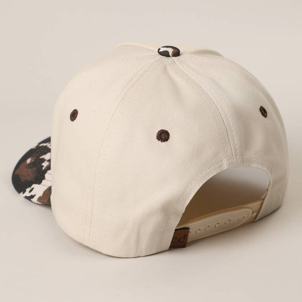 Fashion City - Two Tone Cow Printed Brim Canvas Trucker Hat
