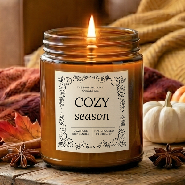 THE DANCING WICK CANDLES - Cozy Season Amber Soy Candle | 4 & 9 oz. | Apple Cider Scent