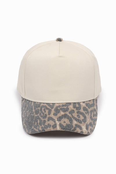 David And Young - Washed Leopard Print 5 Panel Baseball Hat