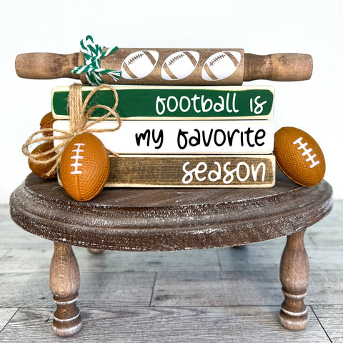 Ruaille Buaille Co - Football book stack | Sports themed decor | Fall tiered tray