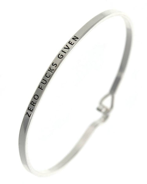 0011 PREMIERE - FR5231 ZERO FUCKS GIVEN_3mm Inspired Message Engraved Bangle