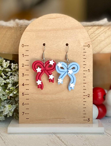 Clayhouse Colours - Fourth of July Bow Earrings 