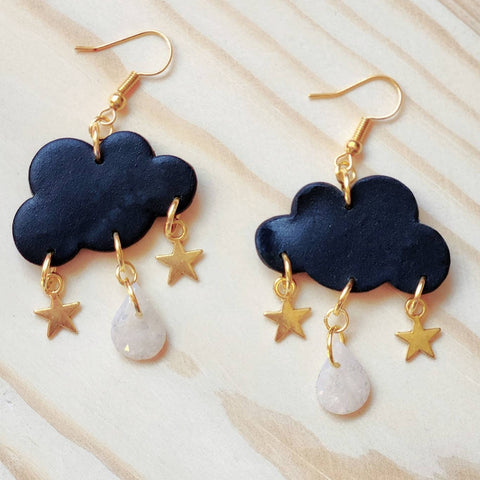Luxe Trauma - Dark cloud clay earrings