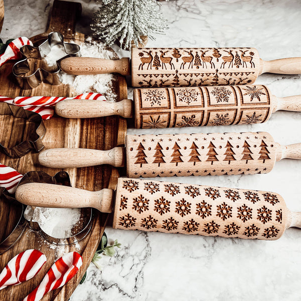 Gia Roma - Christmas Kitchen Gifts, Wood Rolling Pin for Holiday Cookie