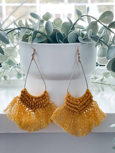 Harris Girls & Co. - Boho Macrame Earrings "Mustard"