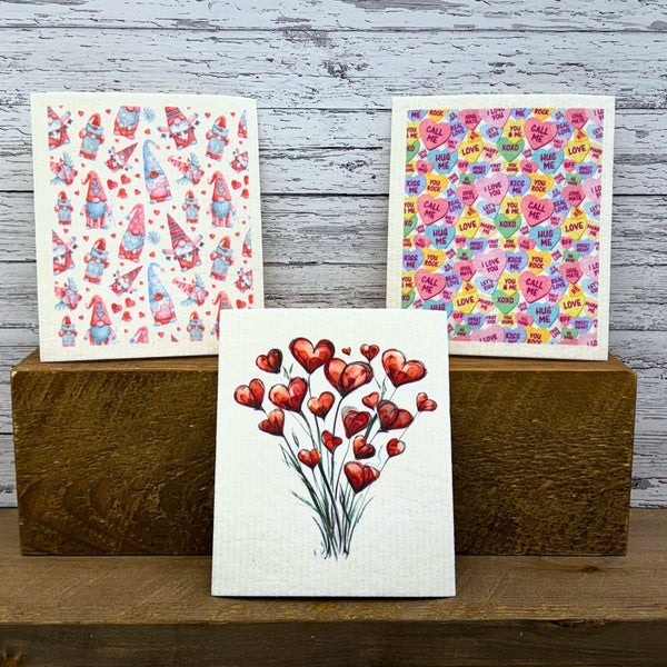 Home Accents By Driftless - Valentines Love Gnomes Swedish Dishcloths - Valentines Gift