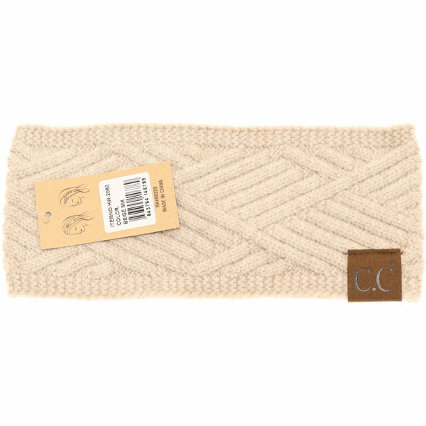 C.C Beanie - Diagonal Criss-Cross Patterned Fashion Headband for Women