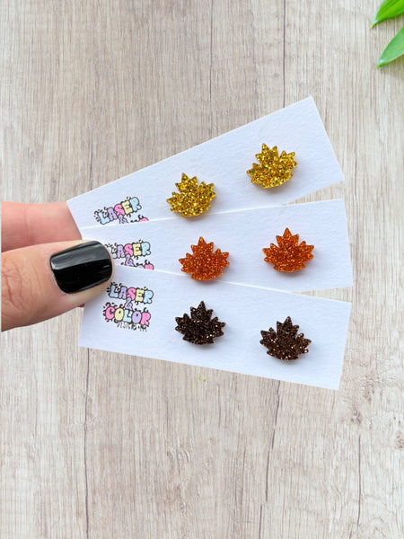Laser & Color Designs LLC - Fall Leaf Glitter Earrings, Thanksgiving Earrings